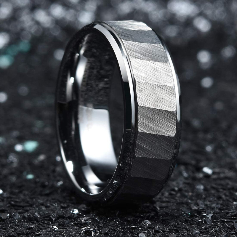 New Fashion Cut Pattern Men's Ring Simple Temperament Black Stainless Steel Ring For Men Jewelry Gift