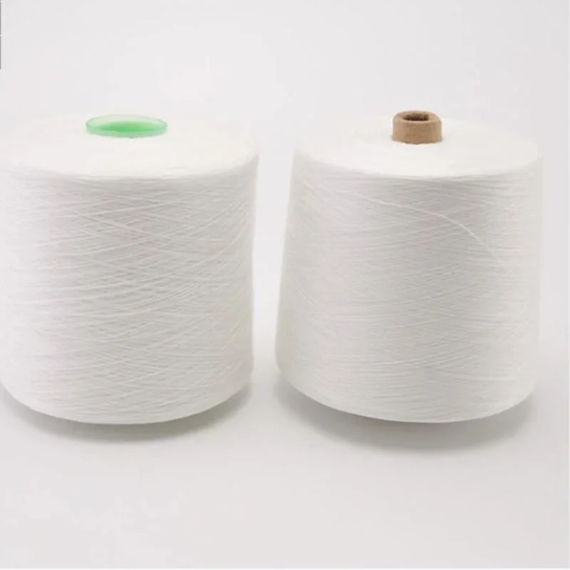 Wholesale 30 count Core Spun Yarn Raw White 100% Virgin Ring Spun Polyester Yarn 30/1 30/2 for sock fabric