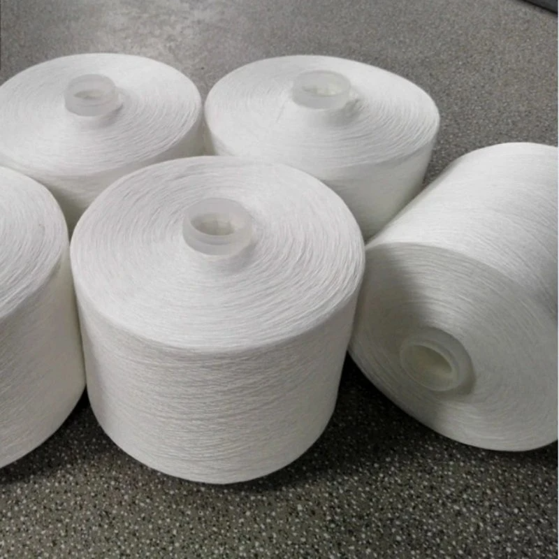 Wholesale 30 count Core Spun Yarn Raw White 100% Virgin Ring Spun Polyester Yarn 30/1 30/2 for sock fabric