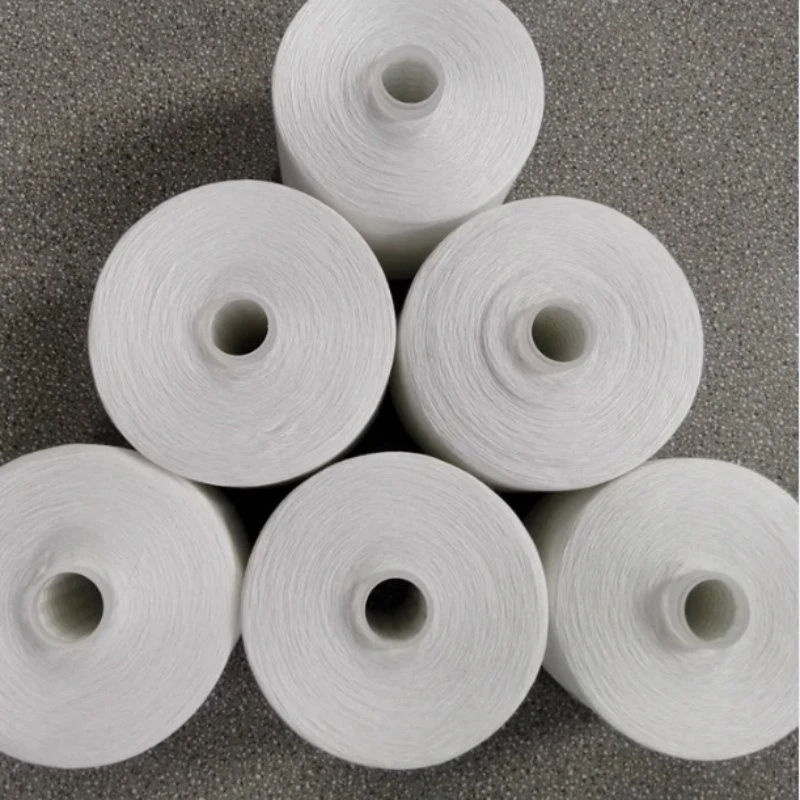 Wholesale 30 count Core Spun Yarn Raw White 100% Virgin Ring Spun Polyester Yarn 30/1 30/2 for sock fabric