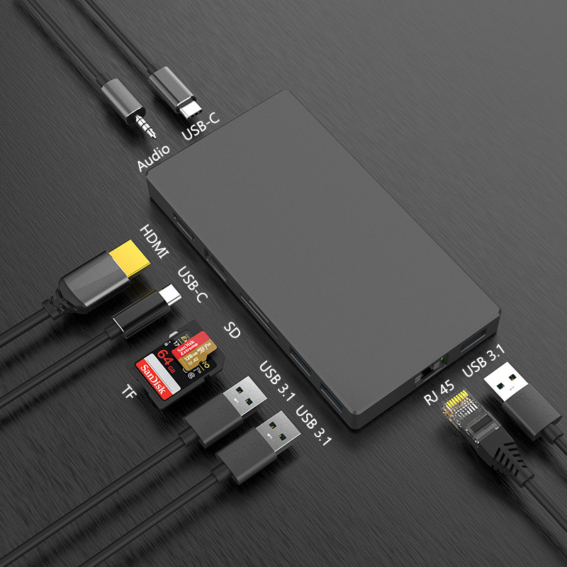 High-Speed SSD Storage 10-In-1 USB Type C Hub Docking Station, NVMe SSD Enclosure