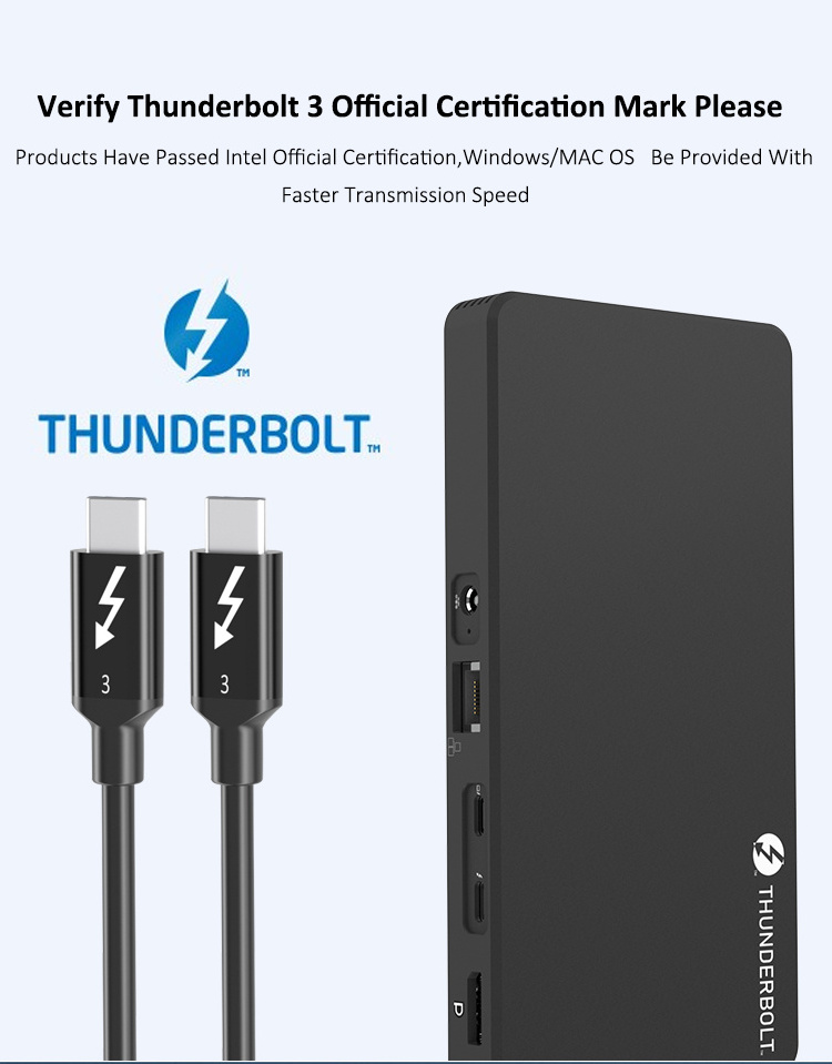 10 in 1 Multiport Aluminium Thunderbolt3 Docking USB4.0 Hub Station+PCIe NVME M.2 SSD Case thunderbolt  3 dock