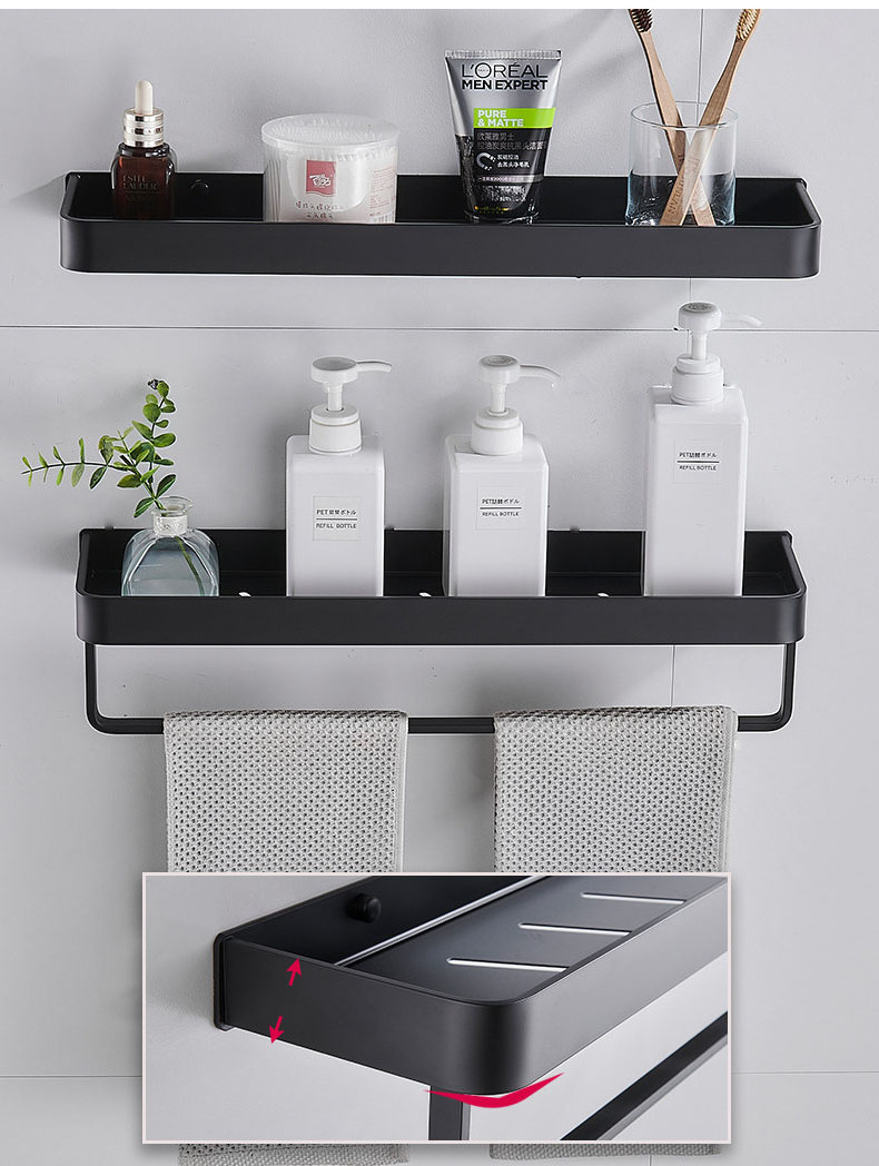 Bathroom Shelf Space Aluminum Bath Wall Mounted Shower Caddy Shelf with Towel Bar corner bathroom shelf