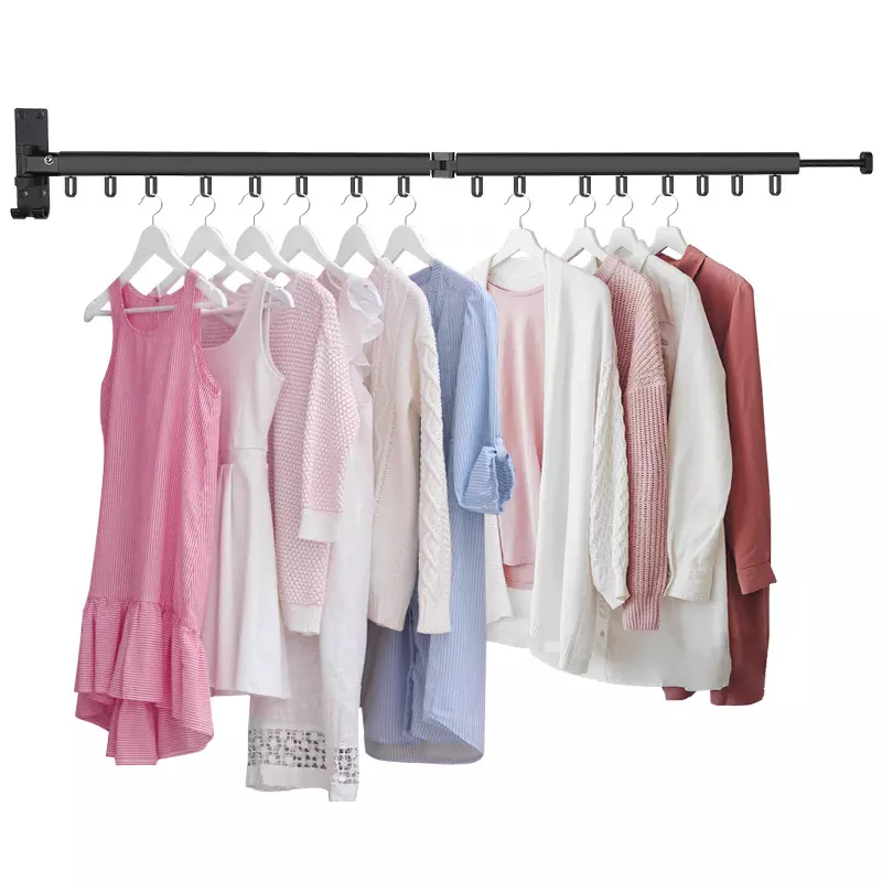 Indoor wall - hanging folding clothes-hanger Small family home retractable and sun-drying quilt metal clothes - drying pole