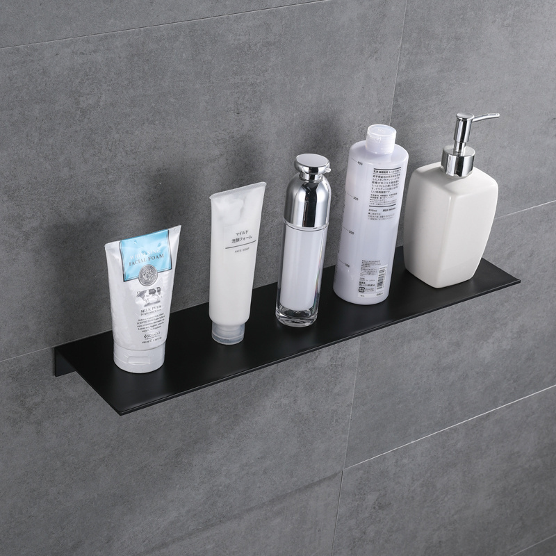 bathroom accessories Bathroom Corner Shelves shower corner shelf Punch-free black space aluminum bathroom mirror front rack