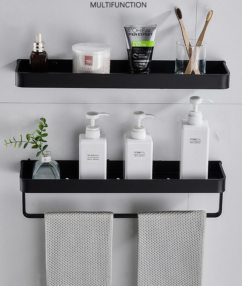 Bathroom Shelf Space Aluminum Bath Wall Mounted Shower Caddy Shelf with Towel Bar corner bathroom shelf