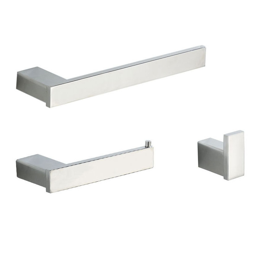 Modern Wall Mounted Bathroom Accessories Set Bath Hardware Bathroom Towel Holder Standing Single Towel Bar Sale Silver Metal Pcs