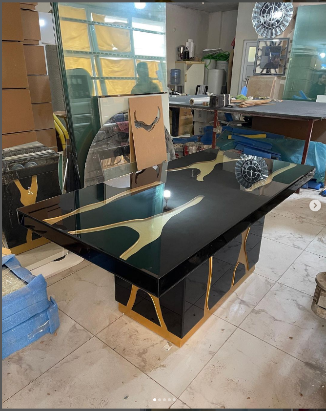 Dinning room furniture Wedding Gold Dining Table Mirror Glass Wedding Table Hot Selling stainless steel  Dinning table