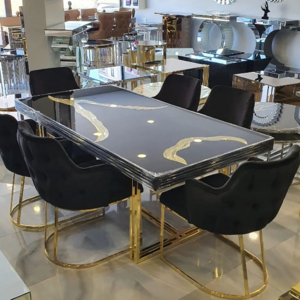 Dinning room furniture Wedding Gold Dining Table Mirror Glass Wedding Table Hot Selling stainless steel  Dinning table