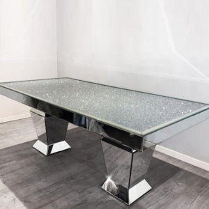 big size  mirrored   dining table with  crush diamond top