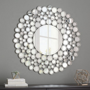 High Quality MDF Round Silver & Gold Decorative Wall Mirror Sunburst Mirror