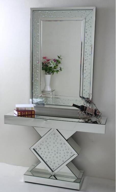 home decor LOVE shaped sparkle floating diamond crush wall mirror