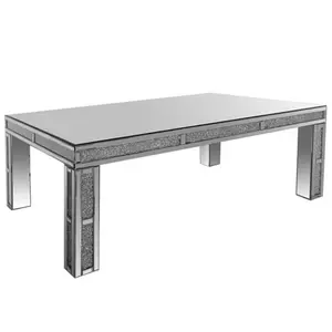 big size  mirrored   dining table with  crush diamond top