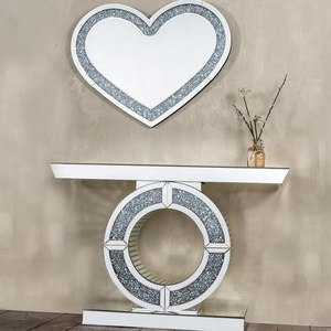 home decor LOVE shaped sparkle floating diamond crush wall mirror