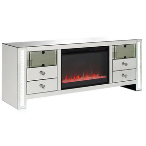 65"Electric Fireplace TV Stand with 7 Colors Changing Flame TV Console Table Mirrored Electric Fireplace TV Stand