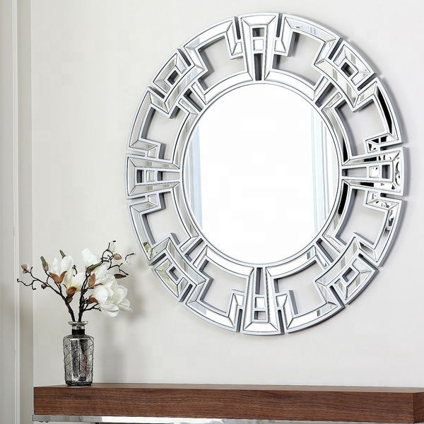 High Quality MDF Round Silver & Gold Decorative Wall Mirror Sunburst Mirror