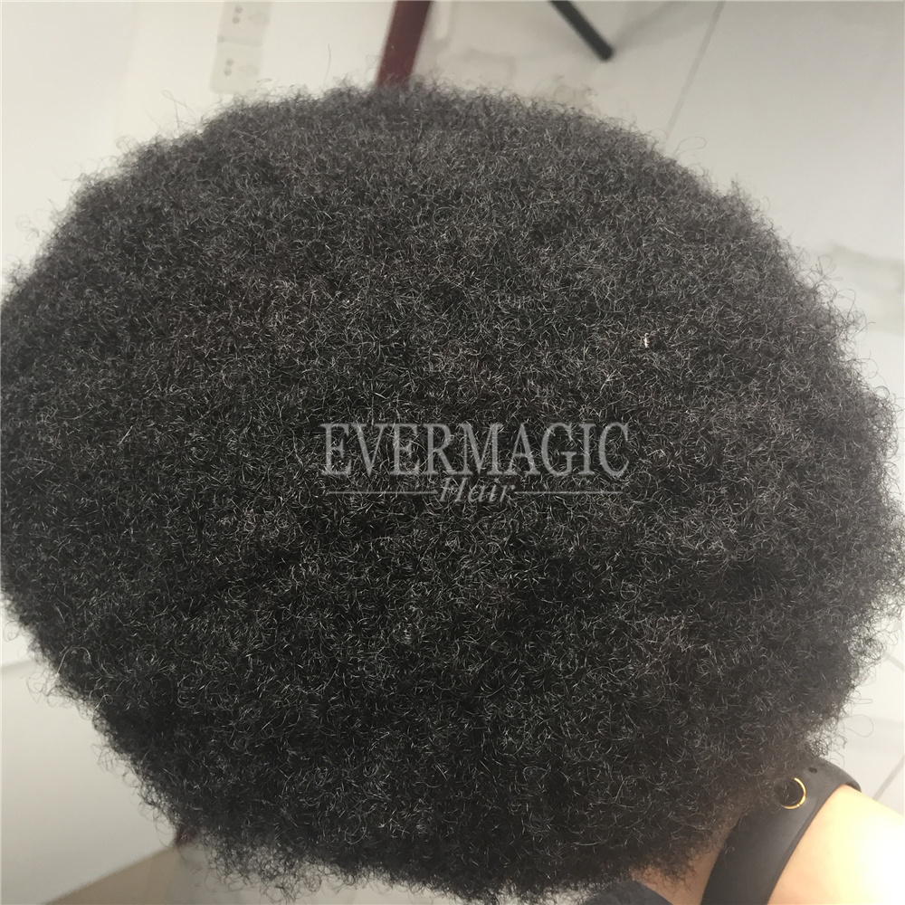 4mm Afro Kinky Mens Toupee for Black Men Hair Wigs Human Hair Replacement For Hair Loss Men