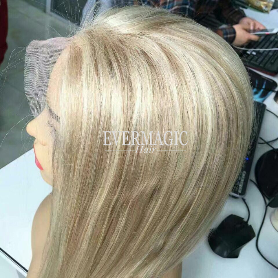 Customized Nubbly Piano Highlight  8/60 Color Silk Straight 130% 150% 180% Density Full Lace Human Hair Wig color wigs