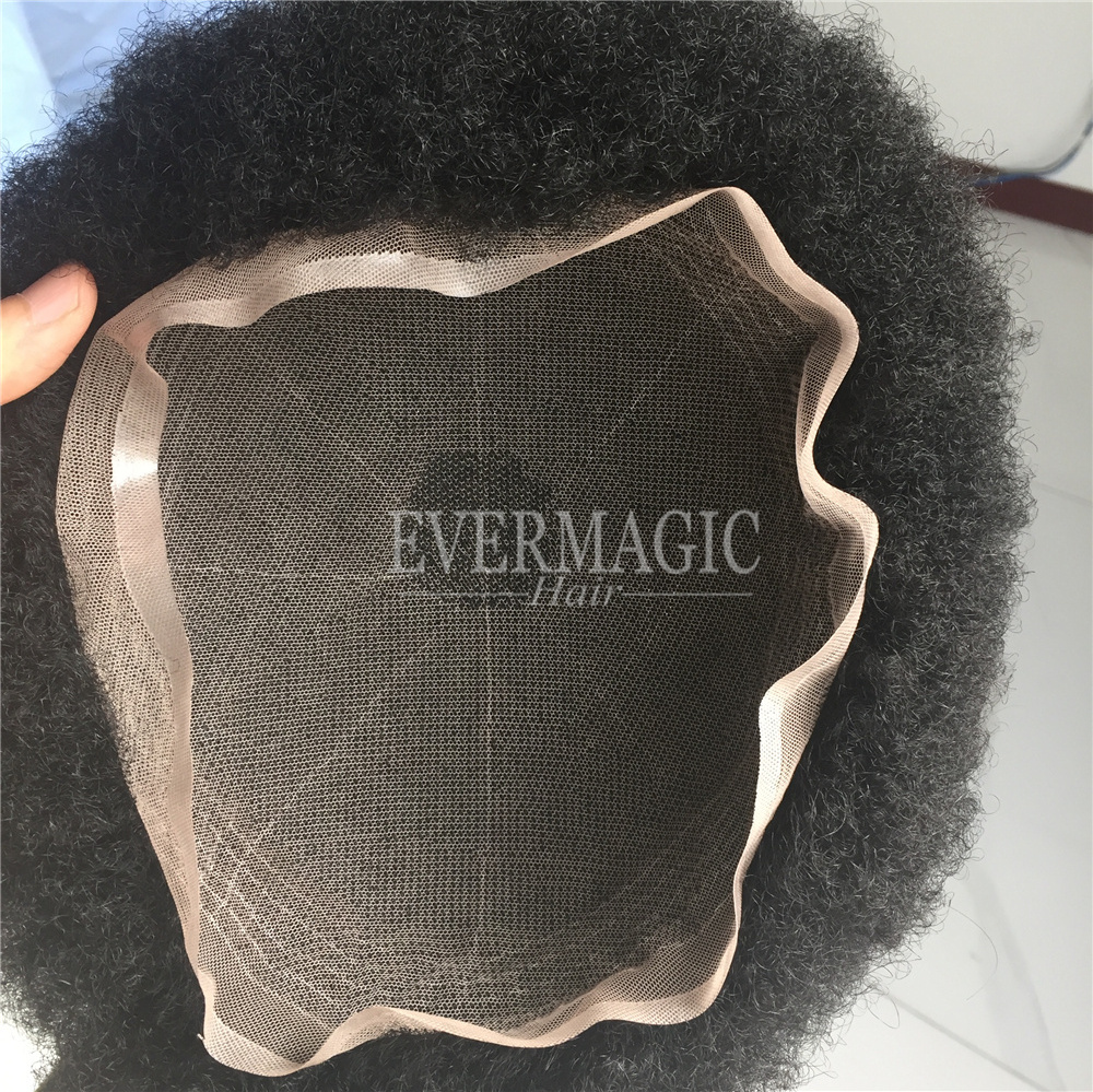 4mm Afro Kinky Mens Toupee for Black Men Hair Wigs Human Hair Replacement For Hair Loss Men