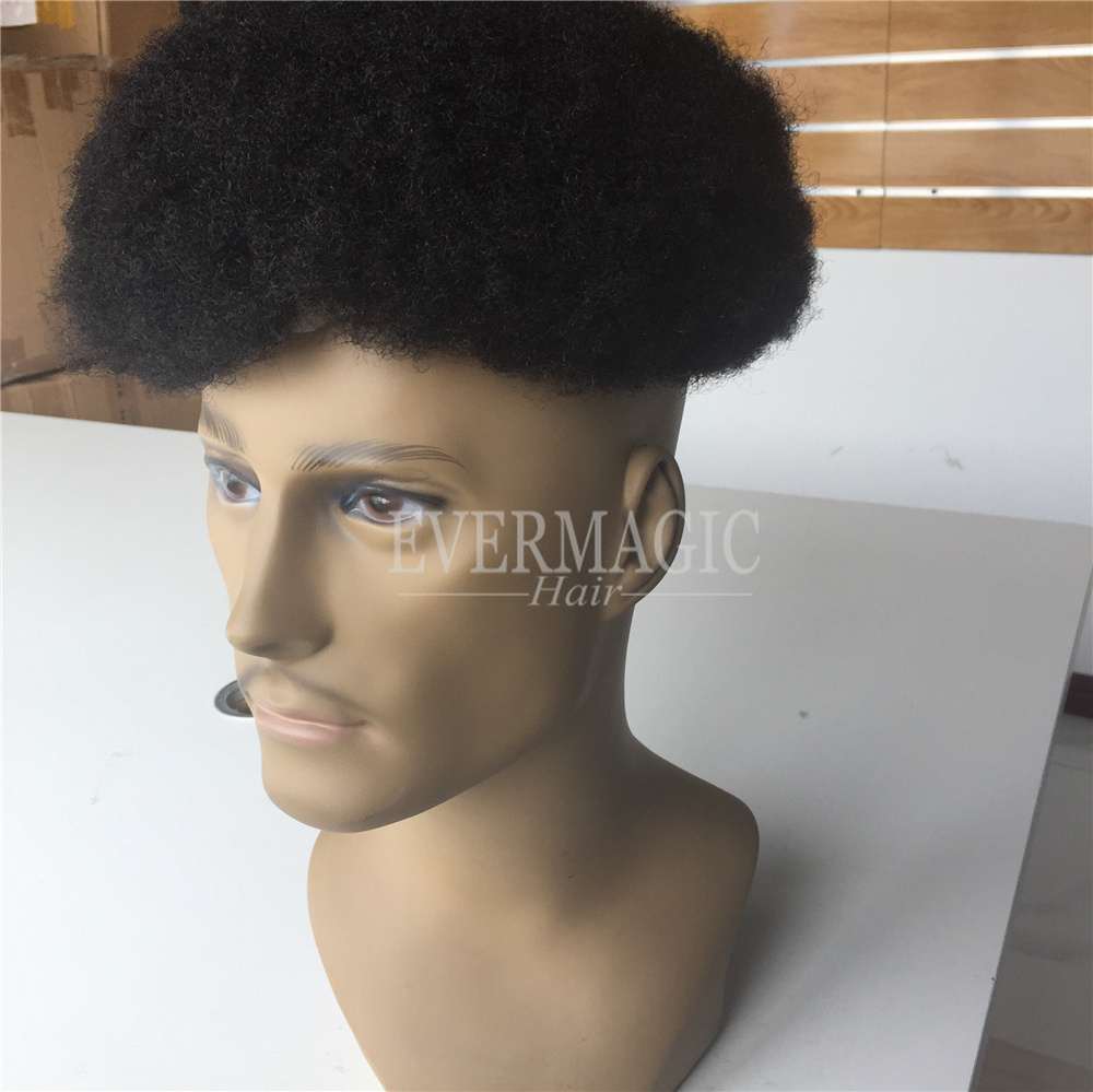 4mm Afro Kinky Mens Toupee for Black Men Hair Wigs Human Hair Replacement For Hair Loss Men