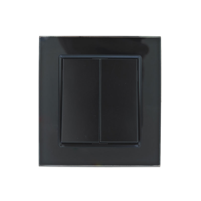 Glass Frame Black Two Gang One Way 16A Electric Power Light Switch