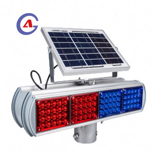 Red Blue Solar Flash  Road Warning Lamp Construction LED Traffic Strobe Signal Light