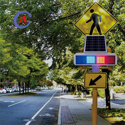 Red Blue Solar Flash  Road Warning Lamp Construction LED Traffic Strobe Signal Light