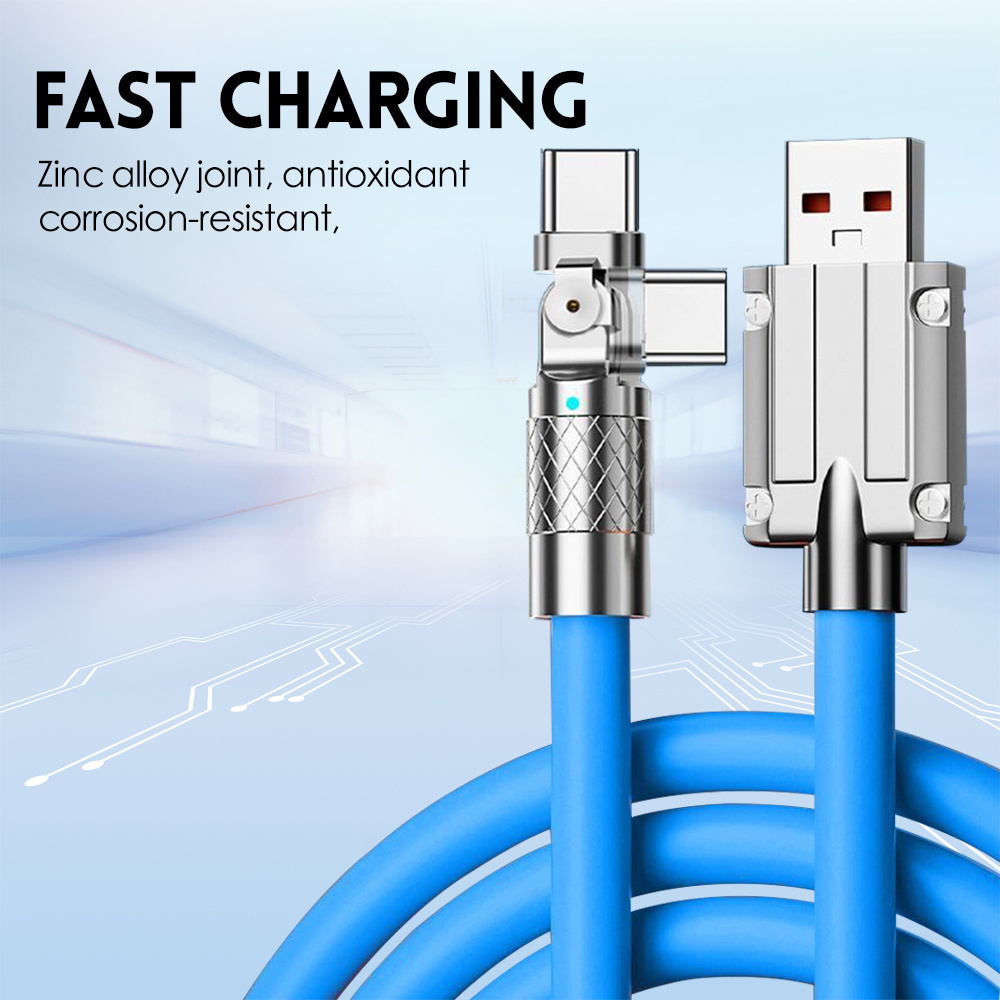 Usb C Cable 120w 6a Fast Charging Bio 180 Degree Rotate Super Fast Charge Cable Zinc Alloy Data Sync Type-c Charger For Iphone