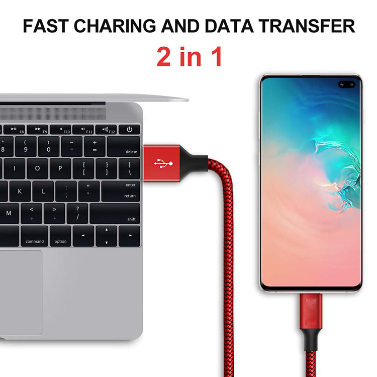 Factory Direct Sales Can Be Customized Nylon Braided USB C Cable 3A Fast Charging USB Type C Charger Cord