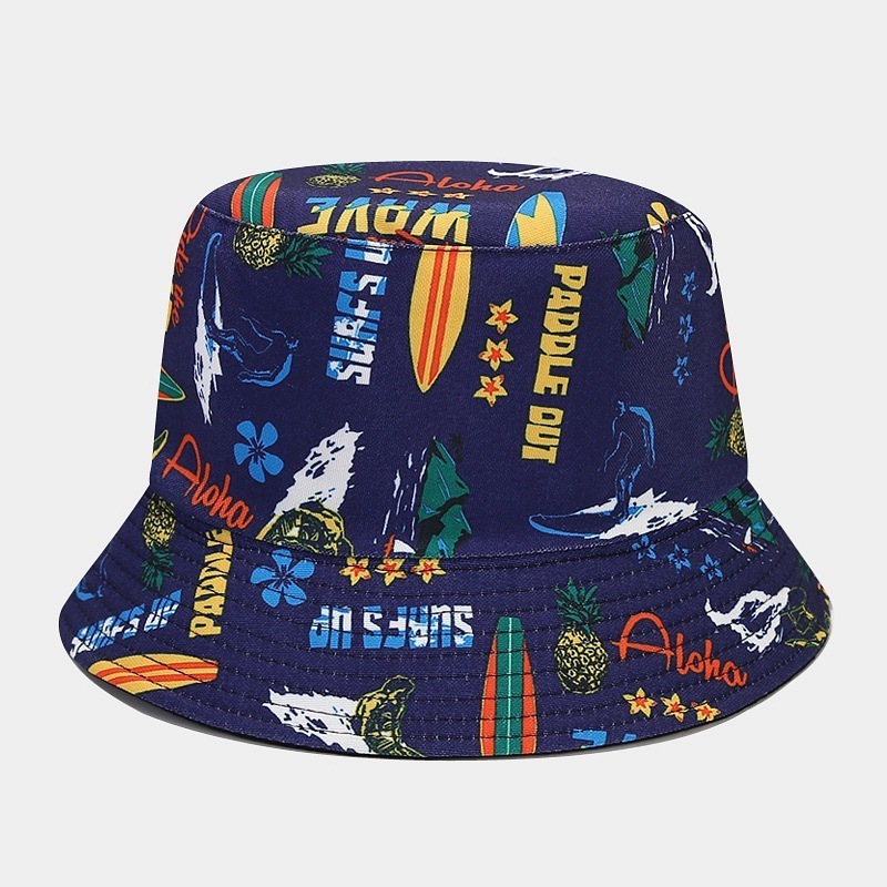 Wholesale Custom logo Hawaii Mediterranean tourist souvenirs kawaii sea style fisherman hiking bucket hat for women beach