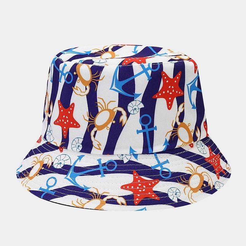 Wholesale Custom logo Hawaii Mediterranean tourist souvenirs kawaii sea style fisherman hiking bucket hat for women beach