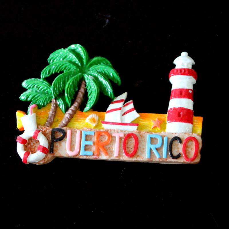 Wholesale custom design Puerto Rico tourist souvenir resin landscape fridge magnet