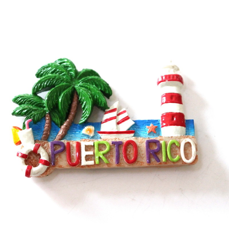 Wholesale custom design Puerto Rico tourist souvenir resin landscape fridge magnet