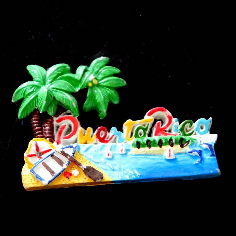 Wholesale custom design Puerto Rico tourist souvenir resin landscape fridge magnet