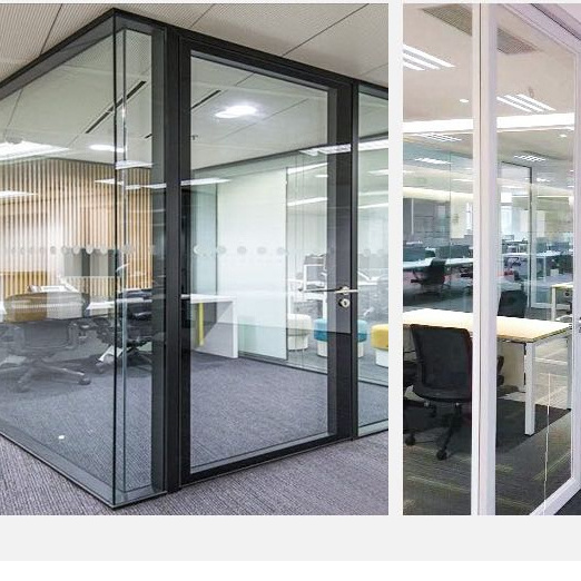 Movable Office Furniture Soundproof Tempered Glass Partition for Office and Hospitals Wooden Wall with Excellent Acoustics