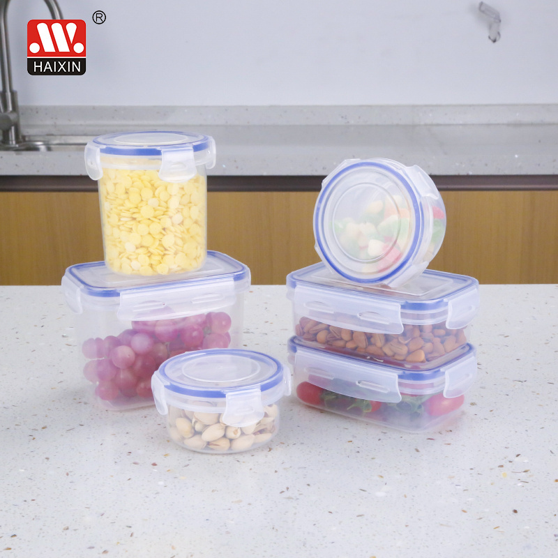 Haixing Plastic clear food containers with four sides locked lid Lunch Box fridge Organizer Box