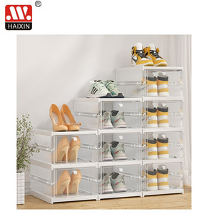 Haixing Plastic Lady High Heel Display Storage Shoe Box 3pcs Set Drawer Large Clear Sneaker Organizer Collapsible 14403