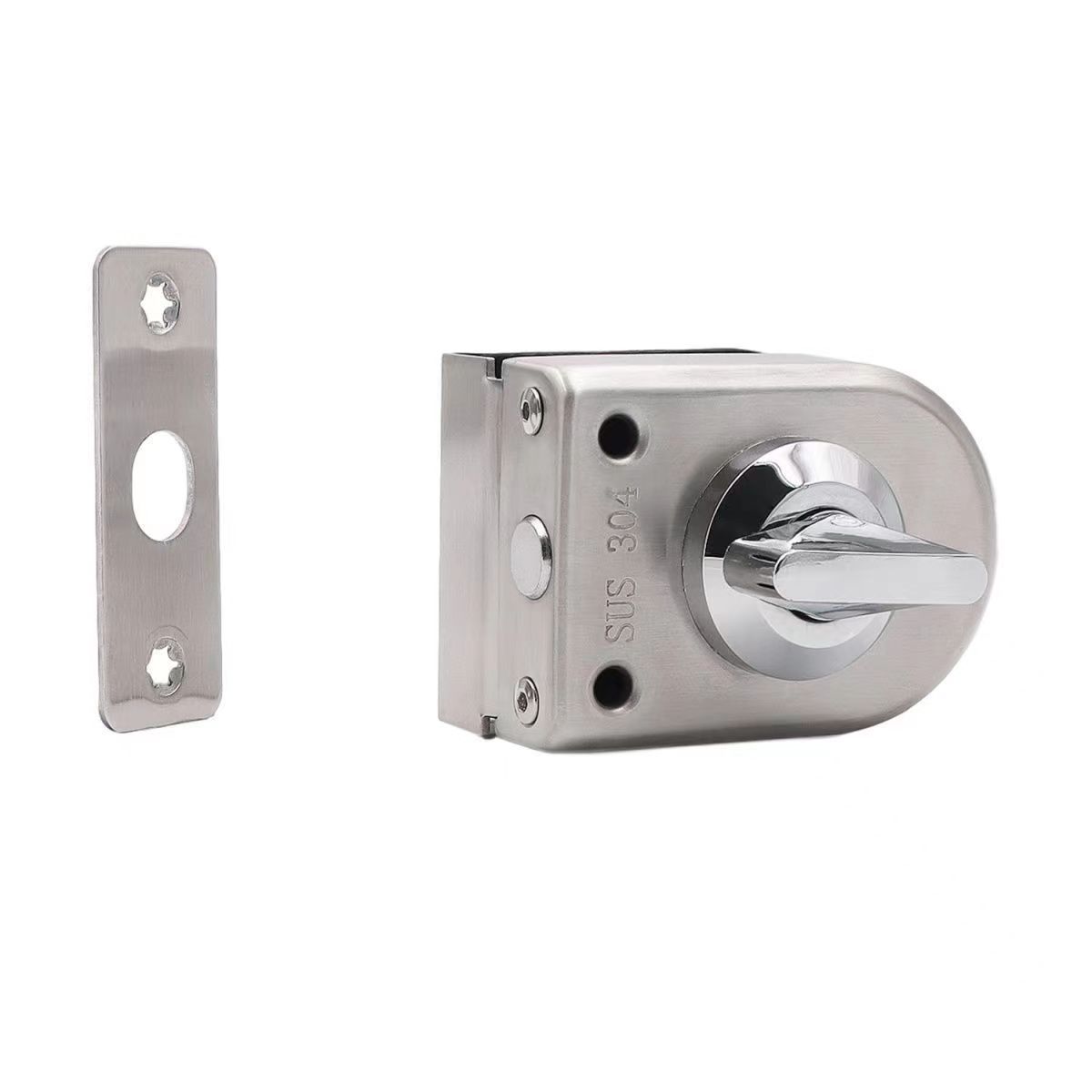 Hotel Bathroom Frameless Glass Door Double Lock Stainless Steel Glass Door Latch 8~12mm Sliding Glass Door Lock