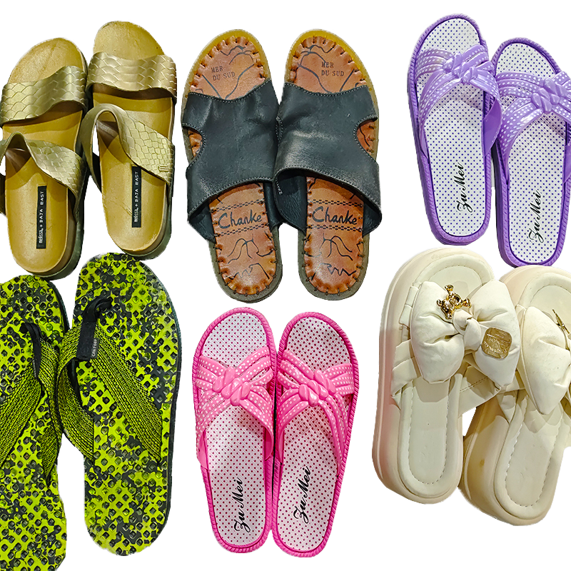 Summer new style used slippers shoes original second hand slippers for wholesale