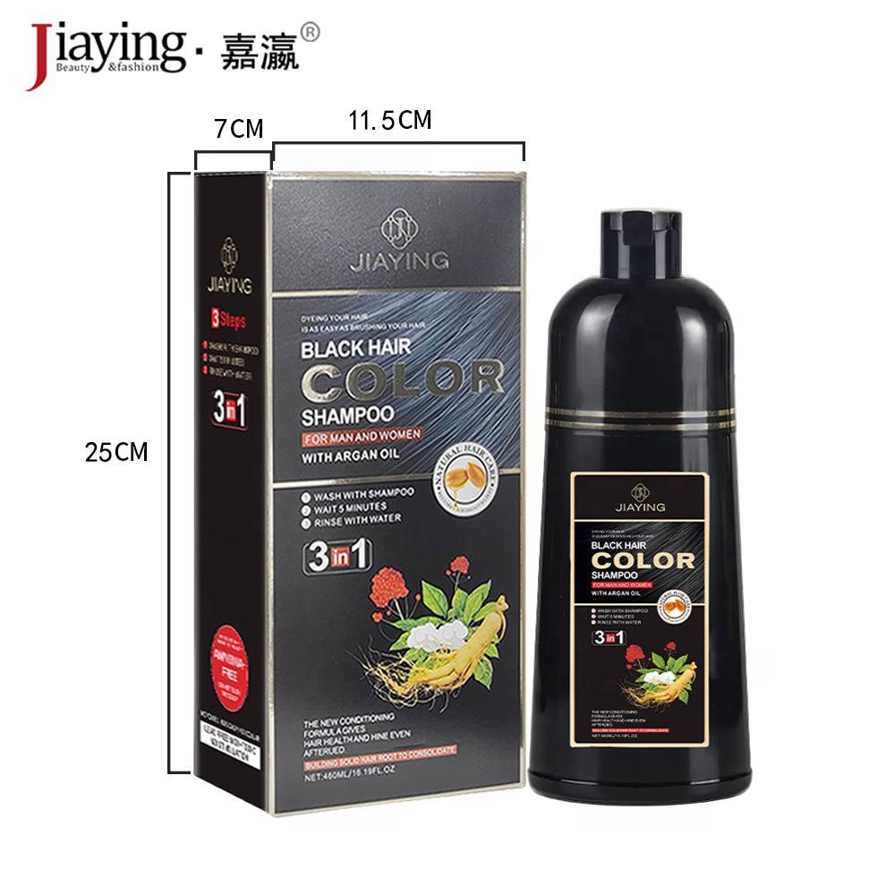 Permanent Organic Natural Herbal Ammonia Free Coloring Black Hair Dye Shampoo 3 In 1 Tinte Cabello Color