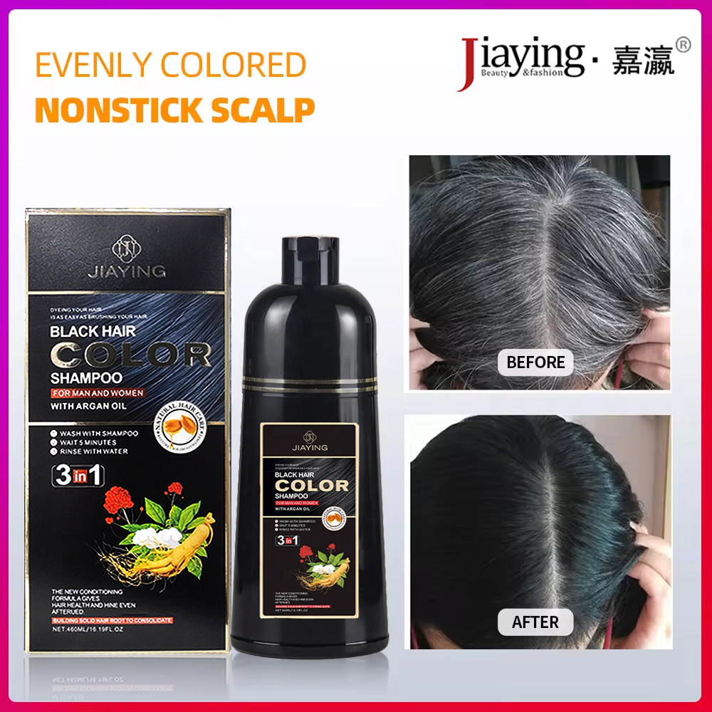 Permanent Organic Natural Herbal Ammonia Free Coloring Black Hair Dye Shampoo 3 In 1 Tinte Cabello Color