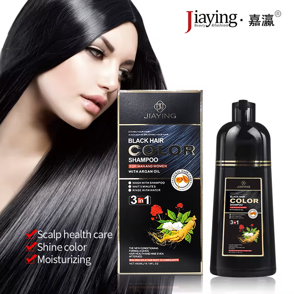 Permanent Organic Natural Herbal Ammonia Free Coloring Black Hair Dye Shampoo 3 In 1 Tinte Cabello Color