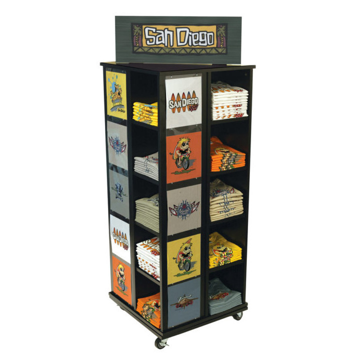 T Shirt Display Rack Metal 4-Sided Rotating T-Shirt Display Black