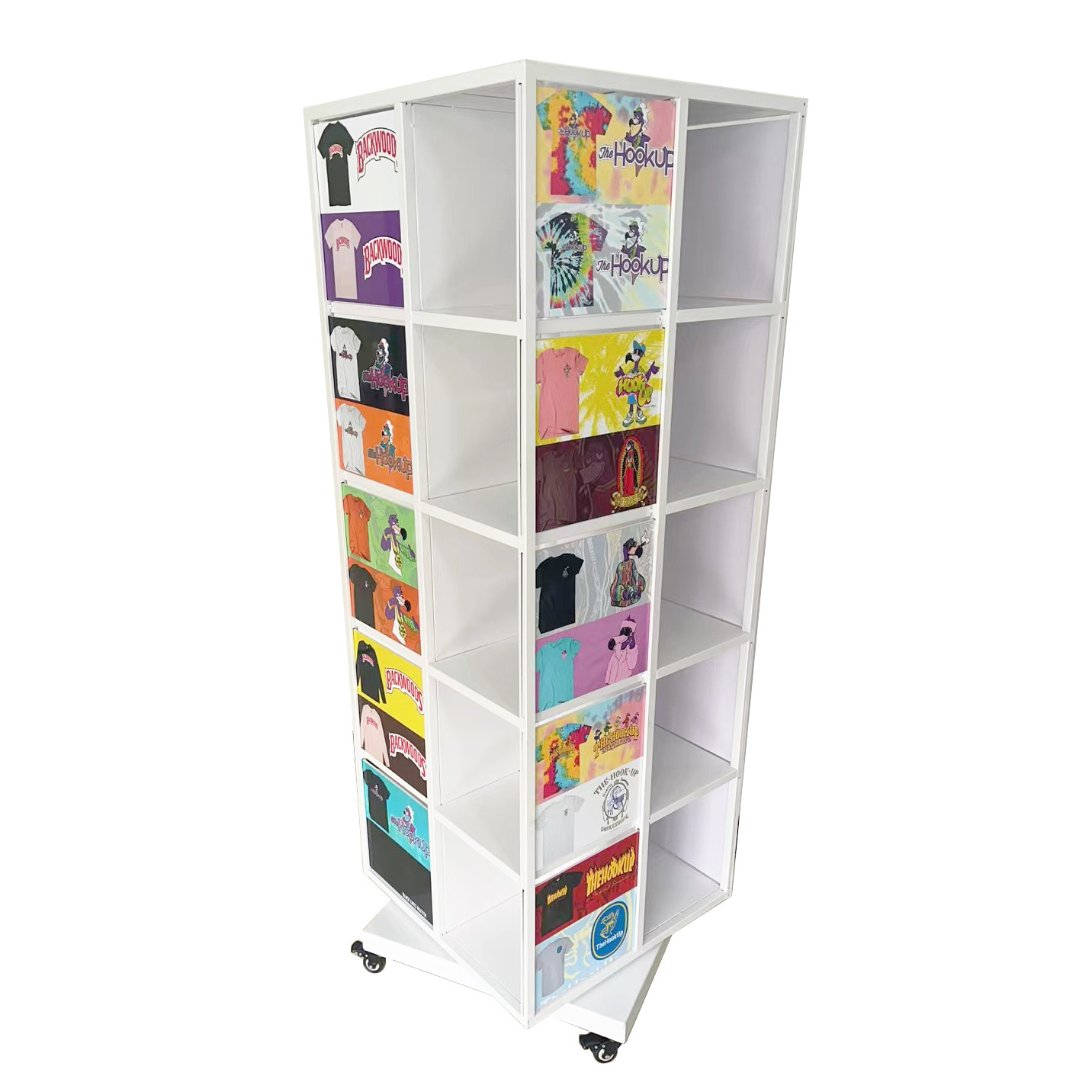 Custom Spin Rotate T Shirt Display Racks Rotation Revolve Clothing Store Display Rack For Clothing