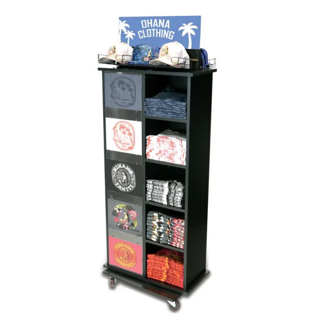 T Shirt Display Rack Metal 4-Sided Rotating T-Shirt Display Black