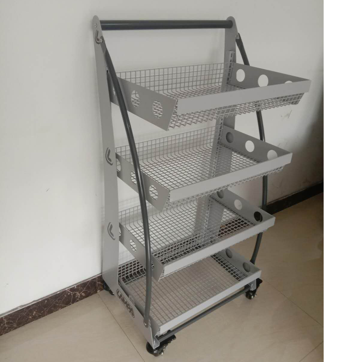 Custom Metal Auto Accessories Storage Rack Display Stand Rack With With Wheels