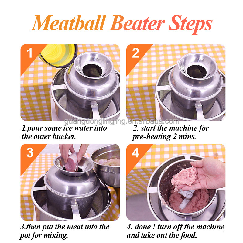 Commercial Restaurant Stainless Steel Automatic Meat Seafood Meatball Beater Mincer Grinder