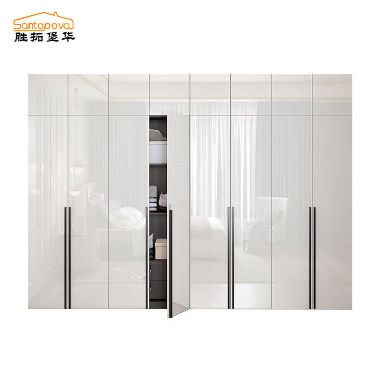 MOONTOP Factory supply closet wardrobe with mirror swing door wooden 5 door armoire black modern wardrobe