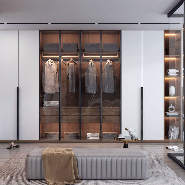 Moontop bedroom design wardrobe in the wall wood modern closet puertas para de madera luxury modular closet