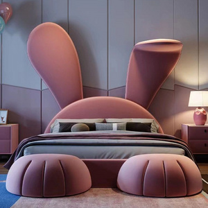 MOONTOP bed for girls luxury king size pink girls bunny bed